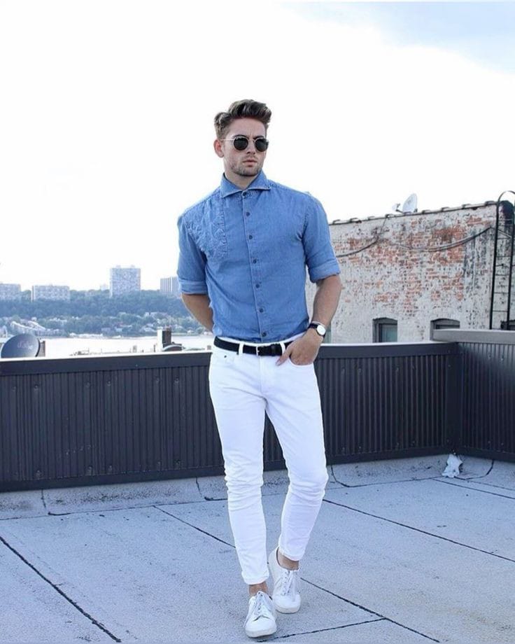 grey with white pants 