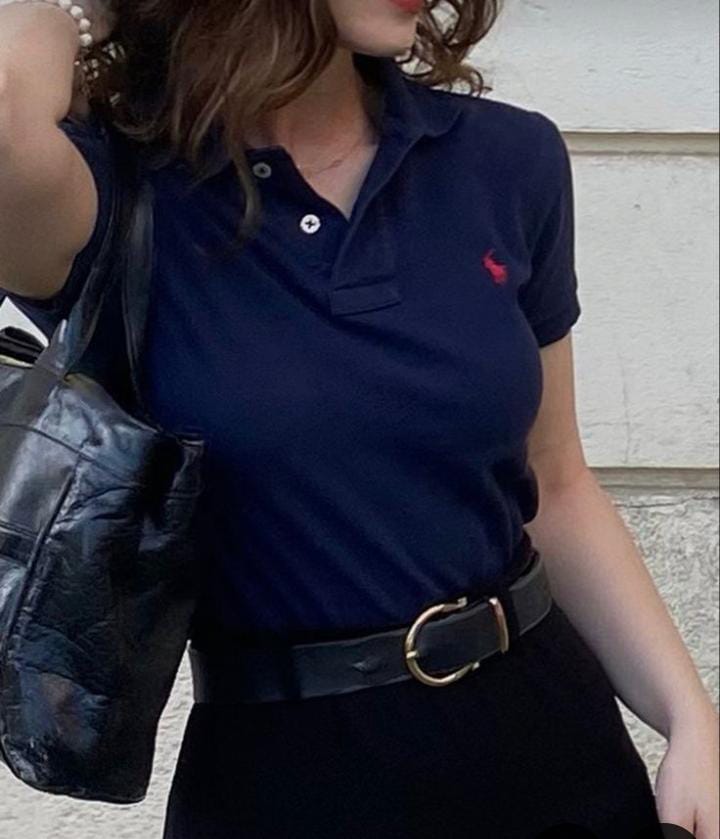 black with navy blue outfit