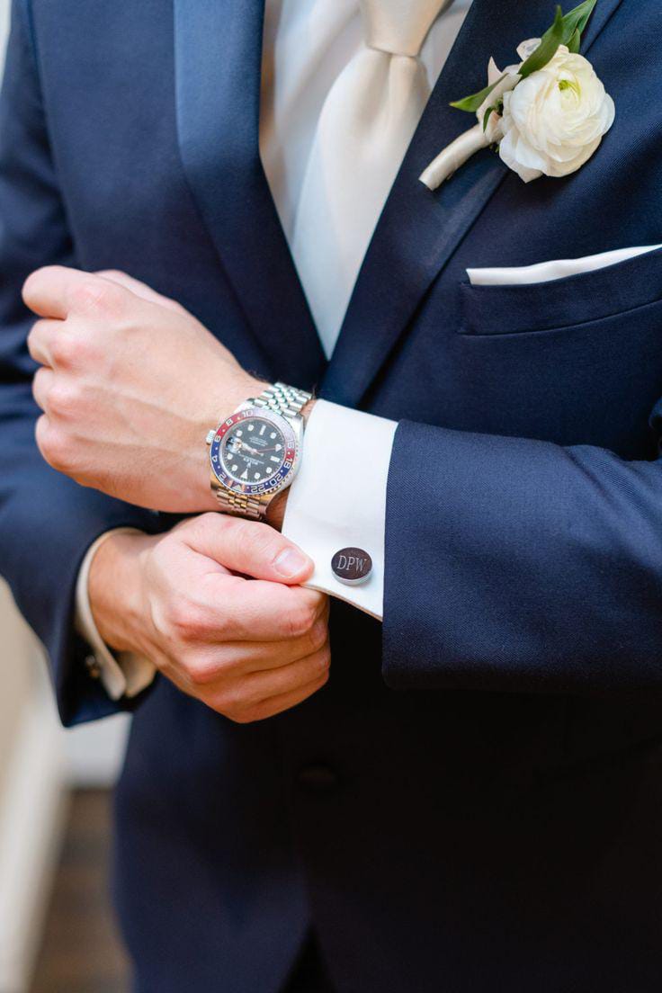 watches with navy blue outfit