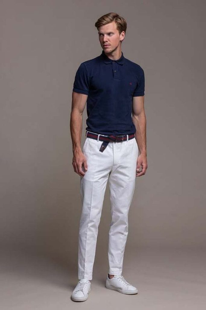  white pants Navy Blue Shirts 