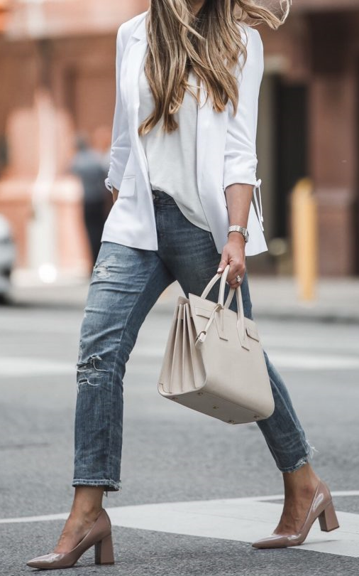 white  with Block Heels 