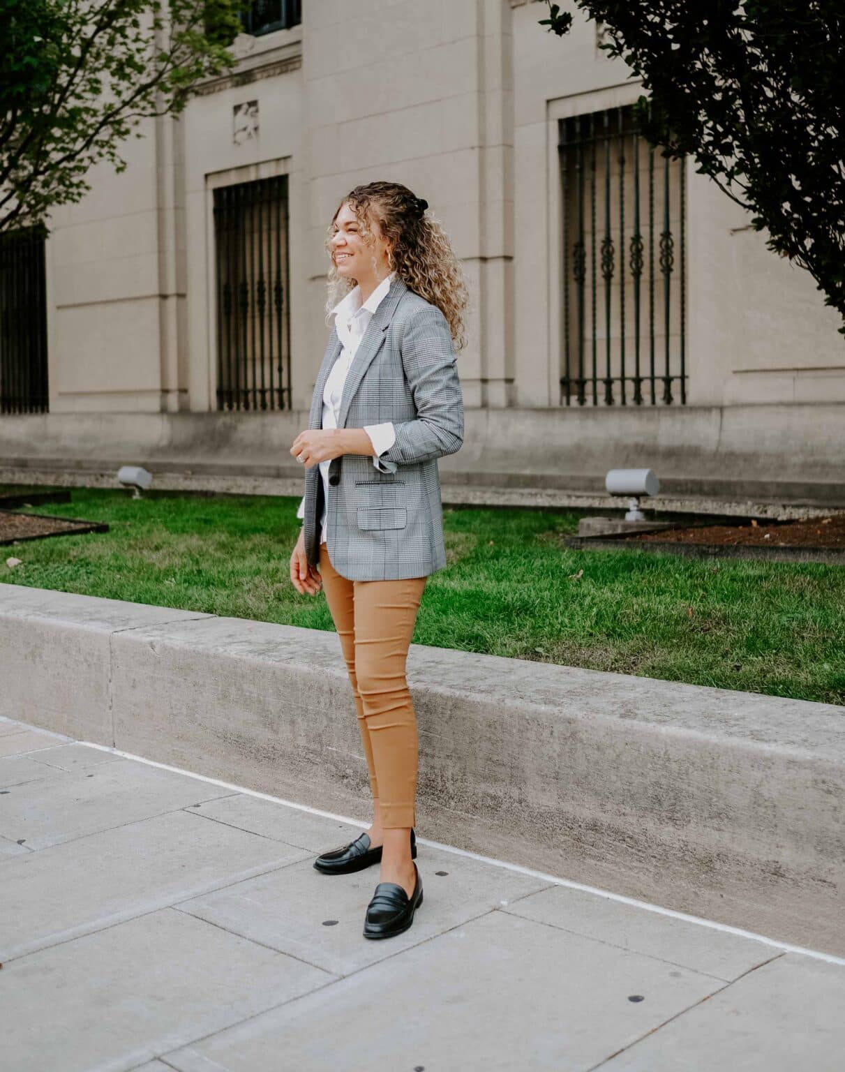 brown pants with sneakers